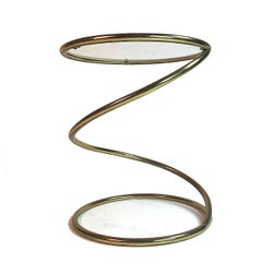 Pace Collection Brass and Glass Spring or Spiral Coffee or End Table