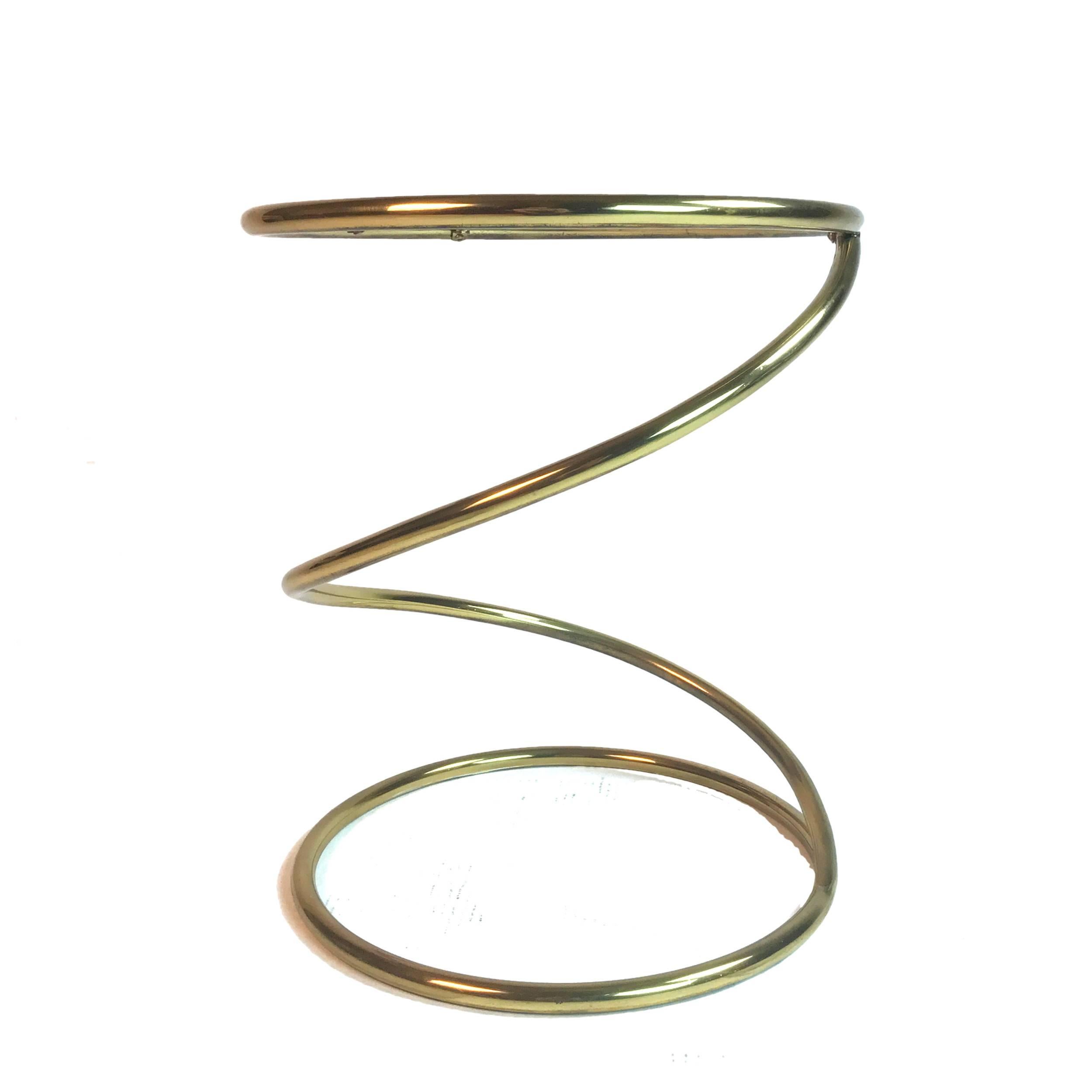 Mid-Century Modern Pace Collection Brass and Glass Spring or Spiral Coffee or End Table