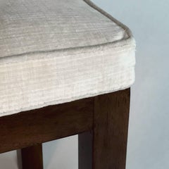 Harvey Probber Tufted Bench with Parson Style Mahogany Base and Textured Velvet