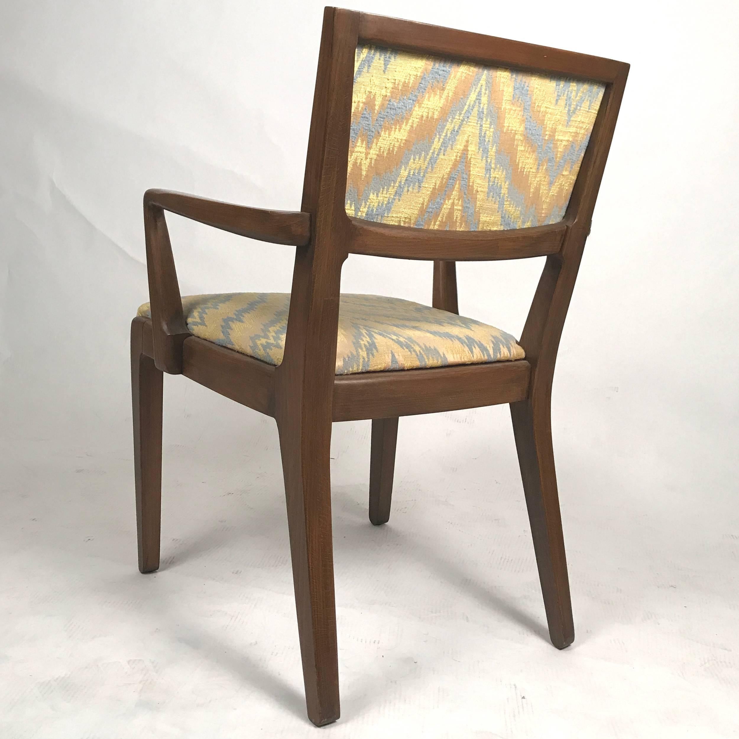 Set of 6 Edward Wormley for Drexel Dining Chairs with Chevron Upholstery In Good Condition In Hudson, NY