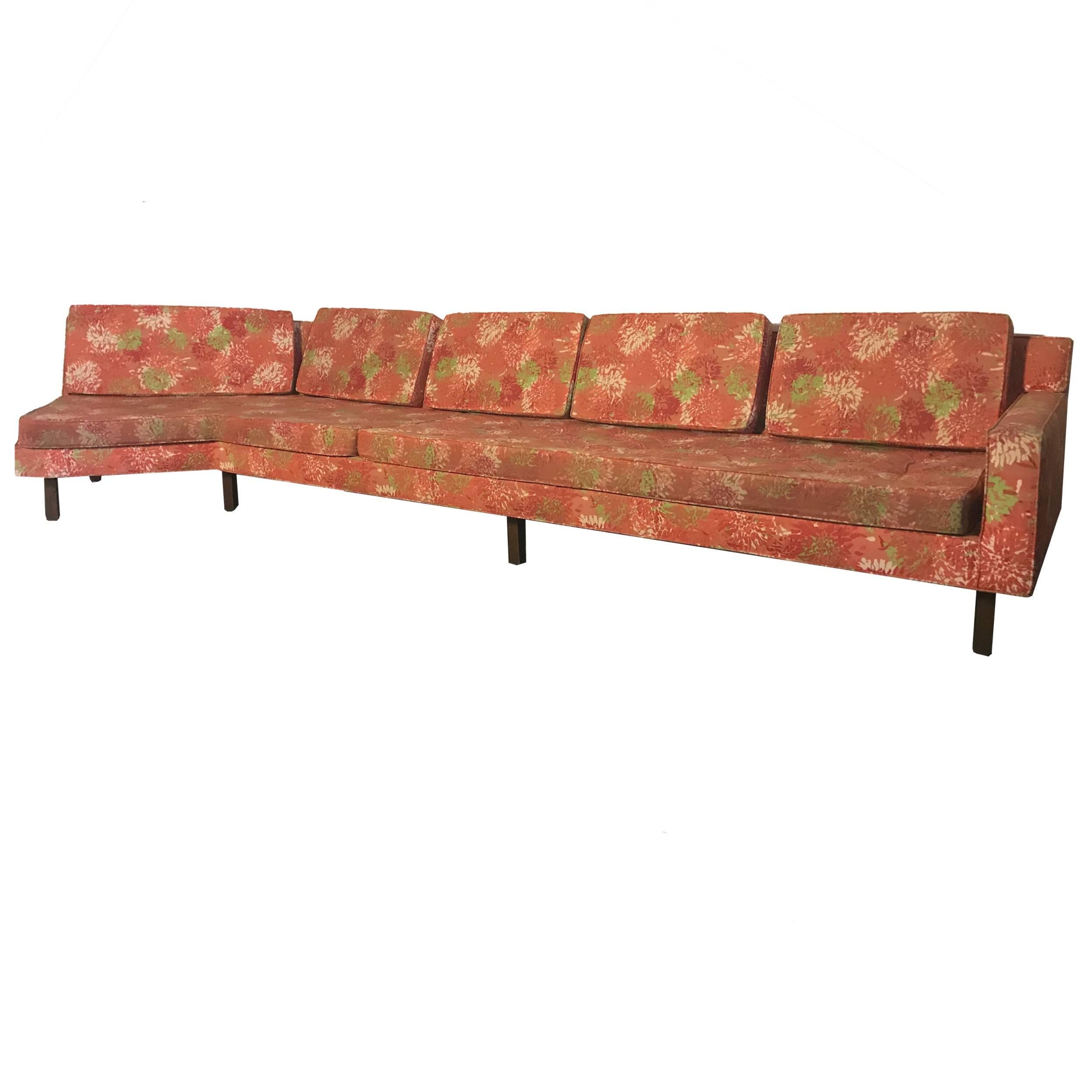 Gorgeous 12 foot Harvey Probber sofa done in original silk screened 