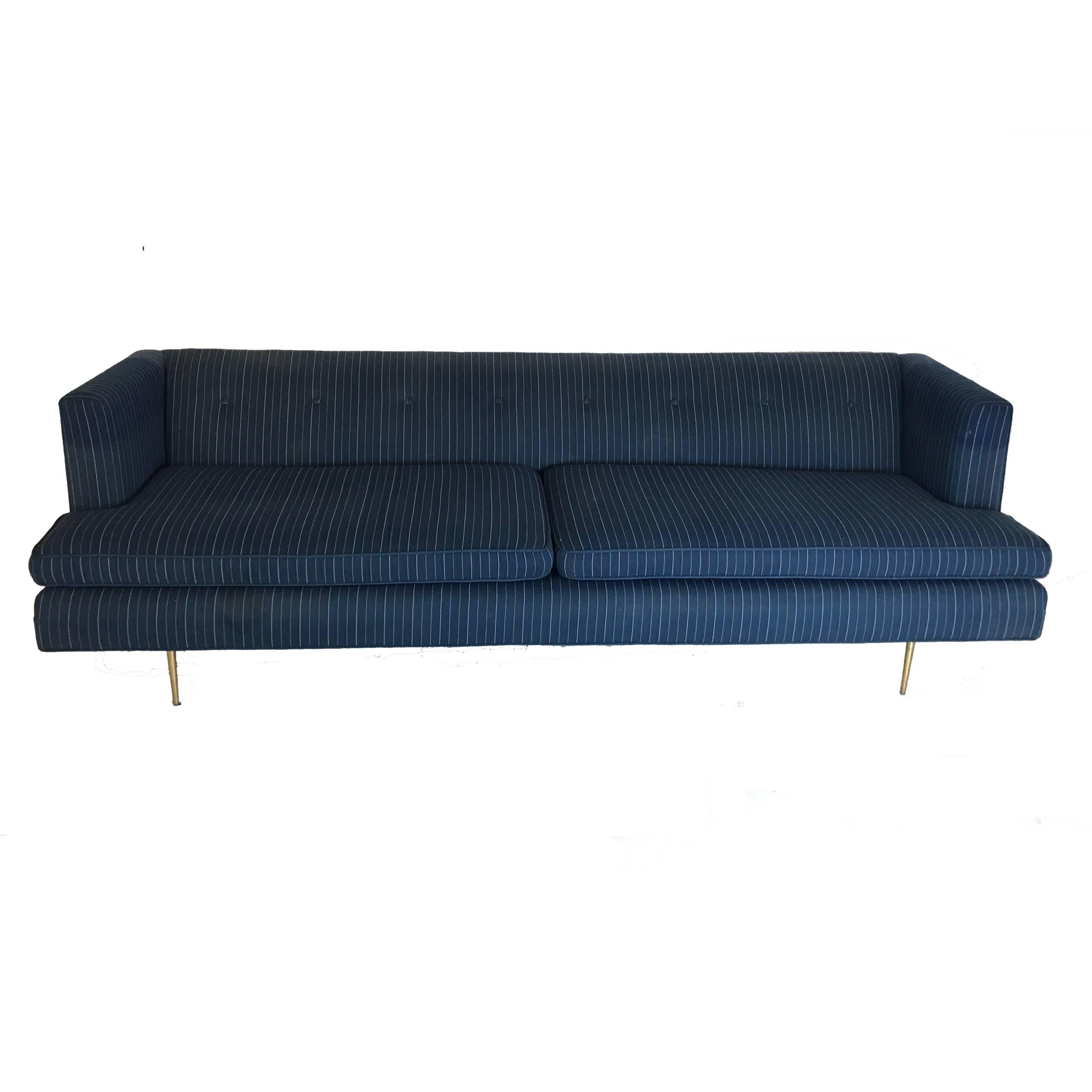 Mid-Century Modern MN Originals Gondola Style Sofa  Manner of Dunbar Classic Modern w Brass Legs