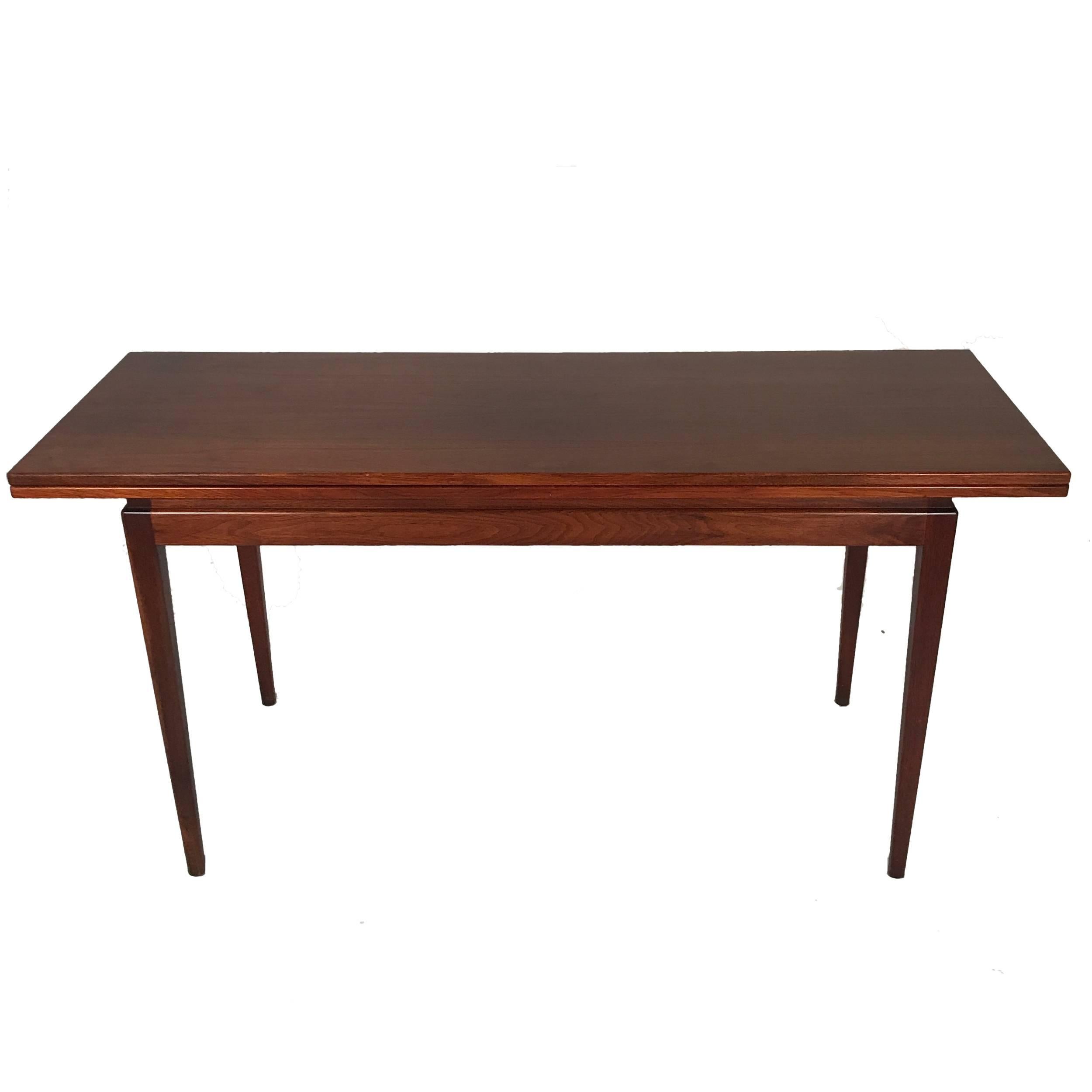 Jens Risom Convertible Flip-Top Console/Card or Dining Table W. Hidden Storage