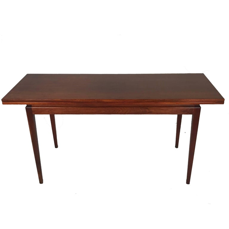 Jens Risom Convertible FlipTop Console/Card or Dining Table W. Hidden