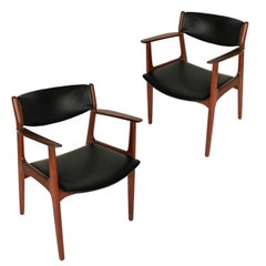 Pair of Teak Danish Modern Armchairs Attributed to Arne Vodder for George Tanier