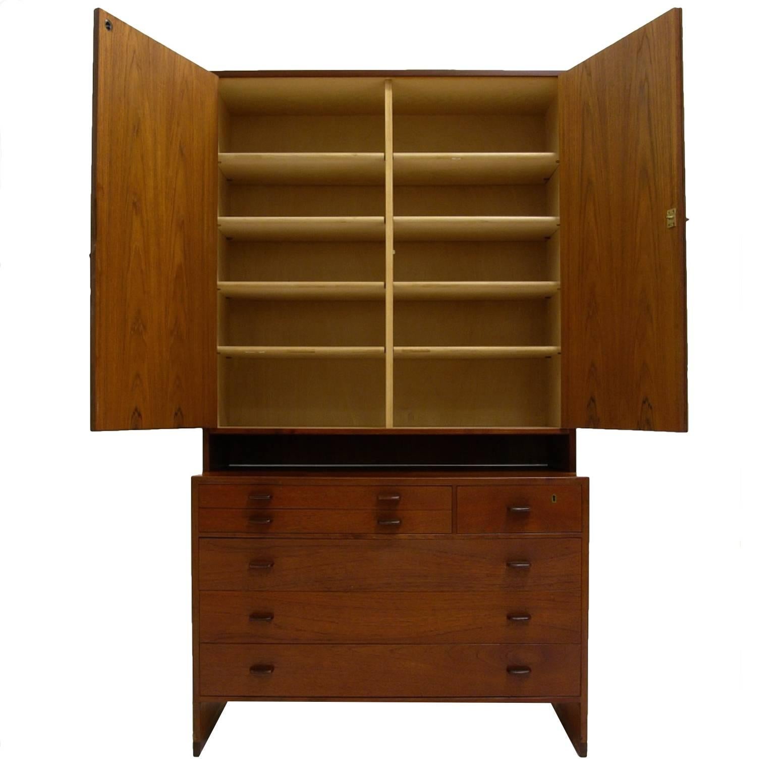Mid-Century Modern Monumental Hans J. Wegner for Ry Furniture Wall Unit with Chests and Secretary