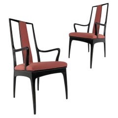 Pair of Sleek Mahogany Parzinger Style Dining / Occasional Chairs by John Stuart
