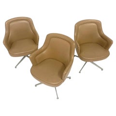 Sleek Ward Bennett for Lehigh Naugahyde Barrell Back Desk Chairs