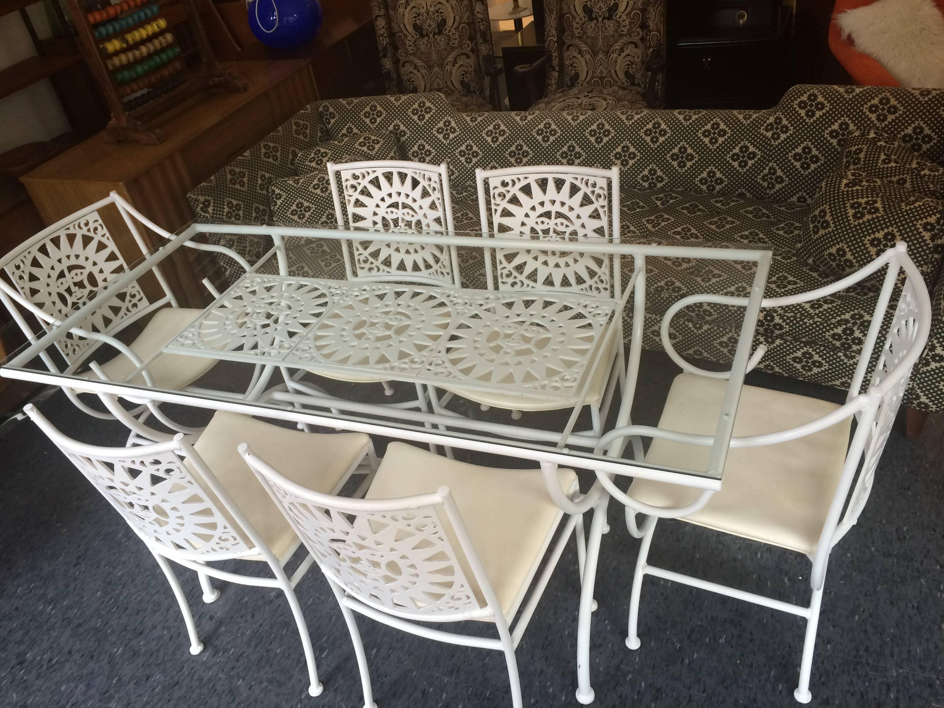 American Arthur Umanoff for Shaver Howard Sun Patio Set with Table and Six Chairs