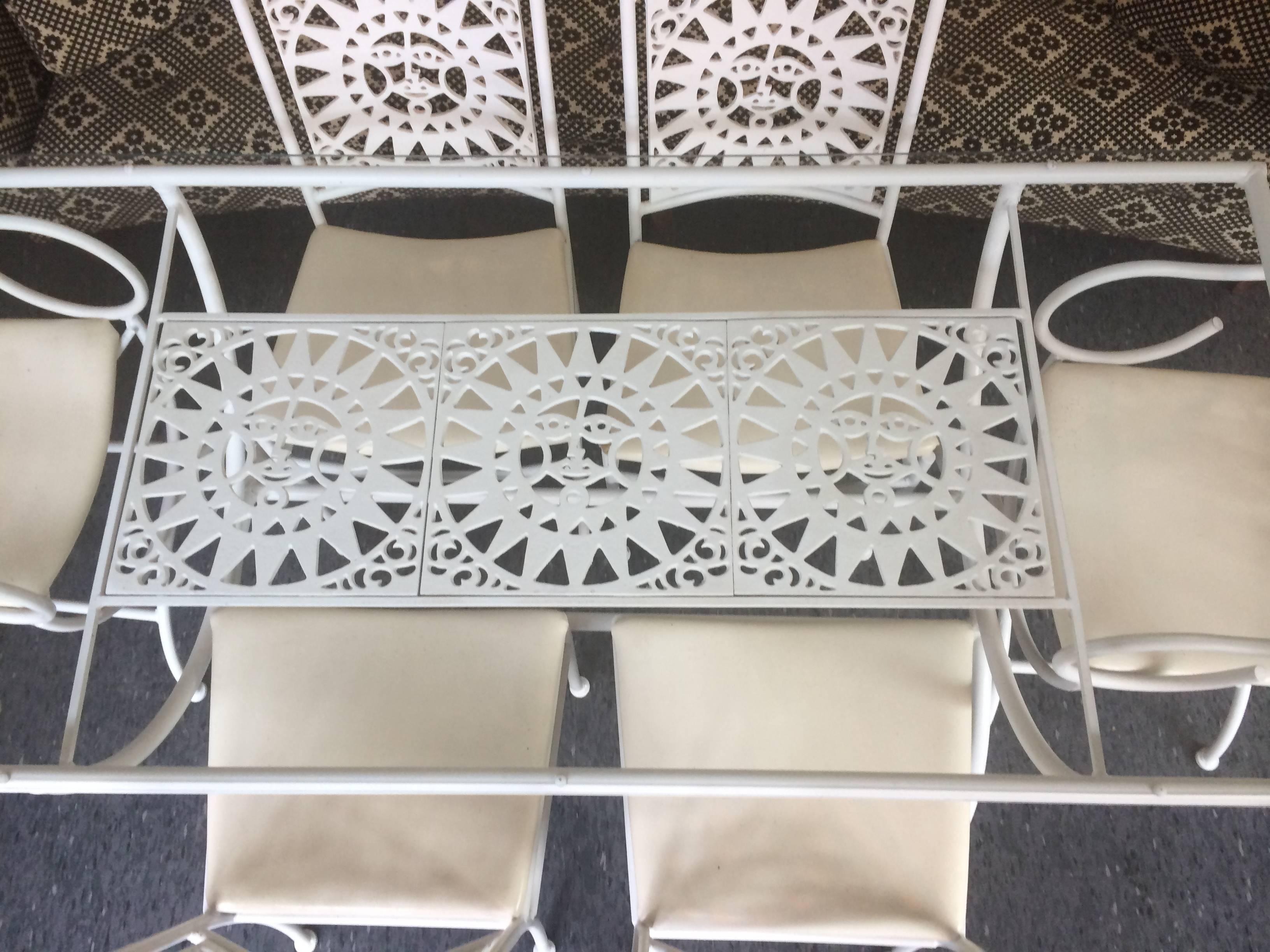 Arthur Umanoff for Shaver Howard Sun Patio Set with Table and Six Chairs In Good Condition In Hudson, NY
