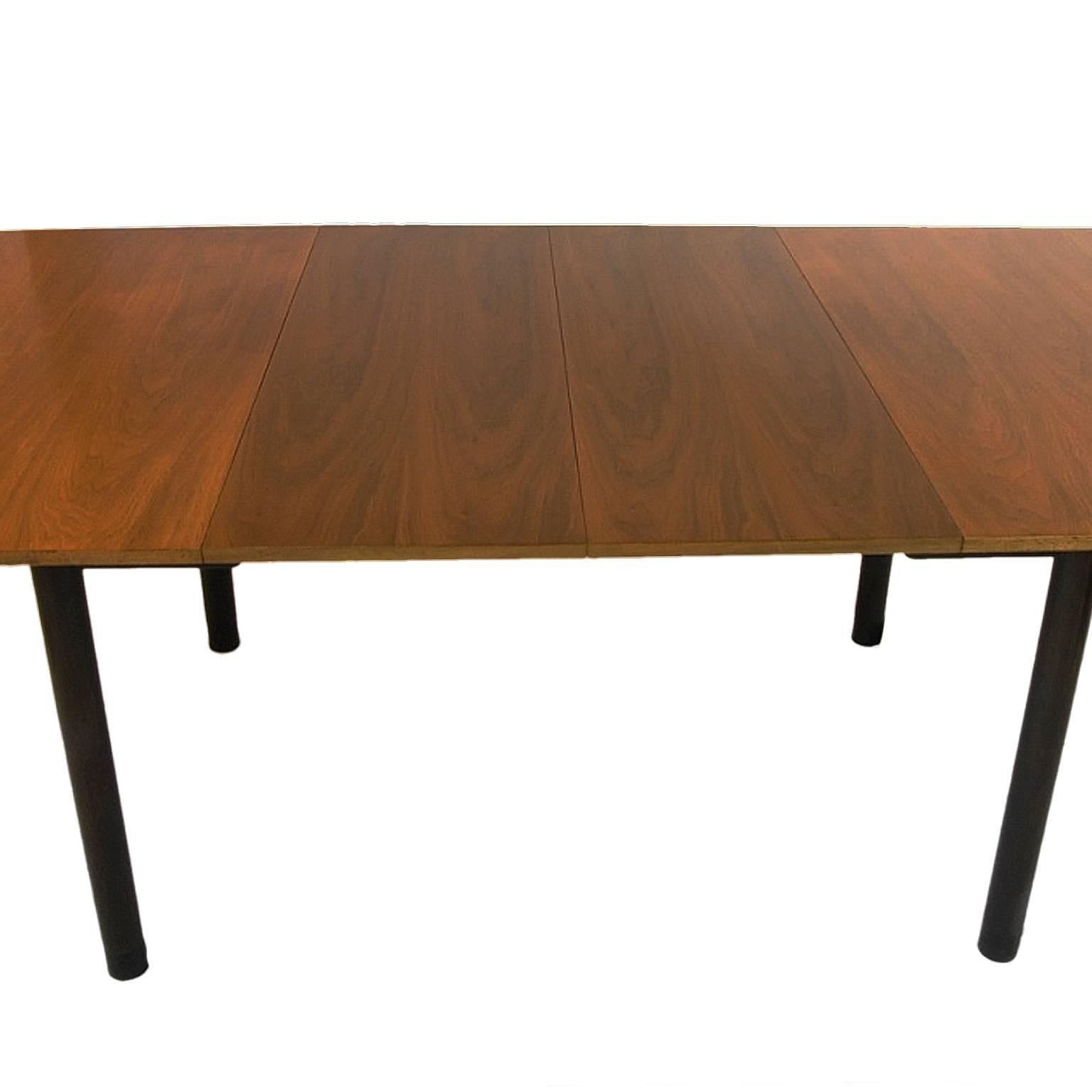 Edward Wormley for Dunbar Walnut Extension Dining Table w Leather Wrapped Feet 2