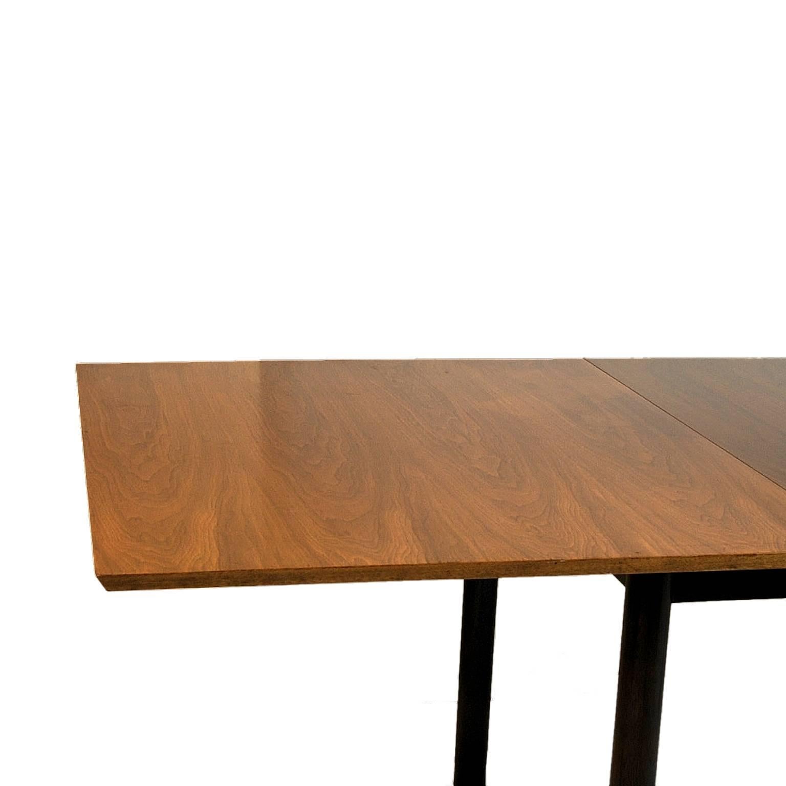 Edward Wormley for Dunbar Walnut Extension Dining Table w Leather Wrapped Feet 3