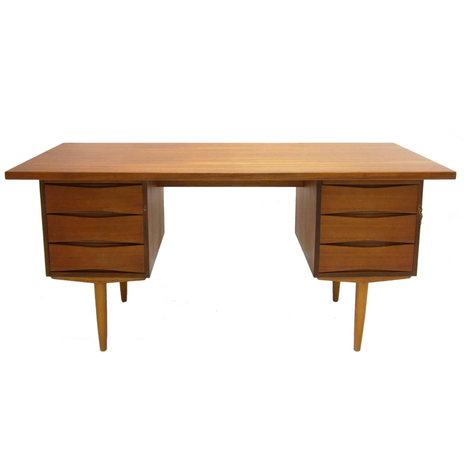 Beech Excellent Sleek and Functional Arne Vodder Teak Desk with File Drawer