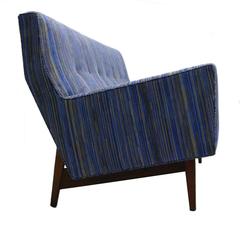 Vintage Sleek Jens Risom High Back Sculptural Sofa in Stunning New Upholstery