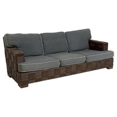 Atemberaubendes und seltenes Sofa „Block Island“ von John Hutton für Donghia aus Korbweide und Mahagoni