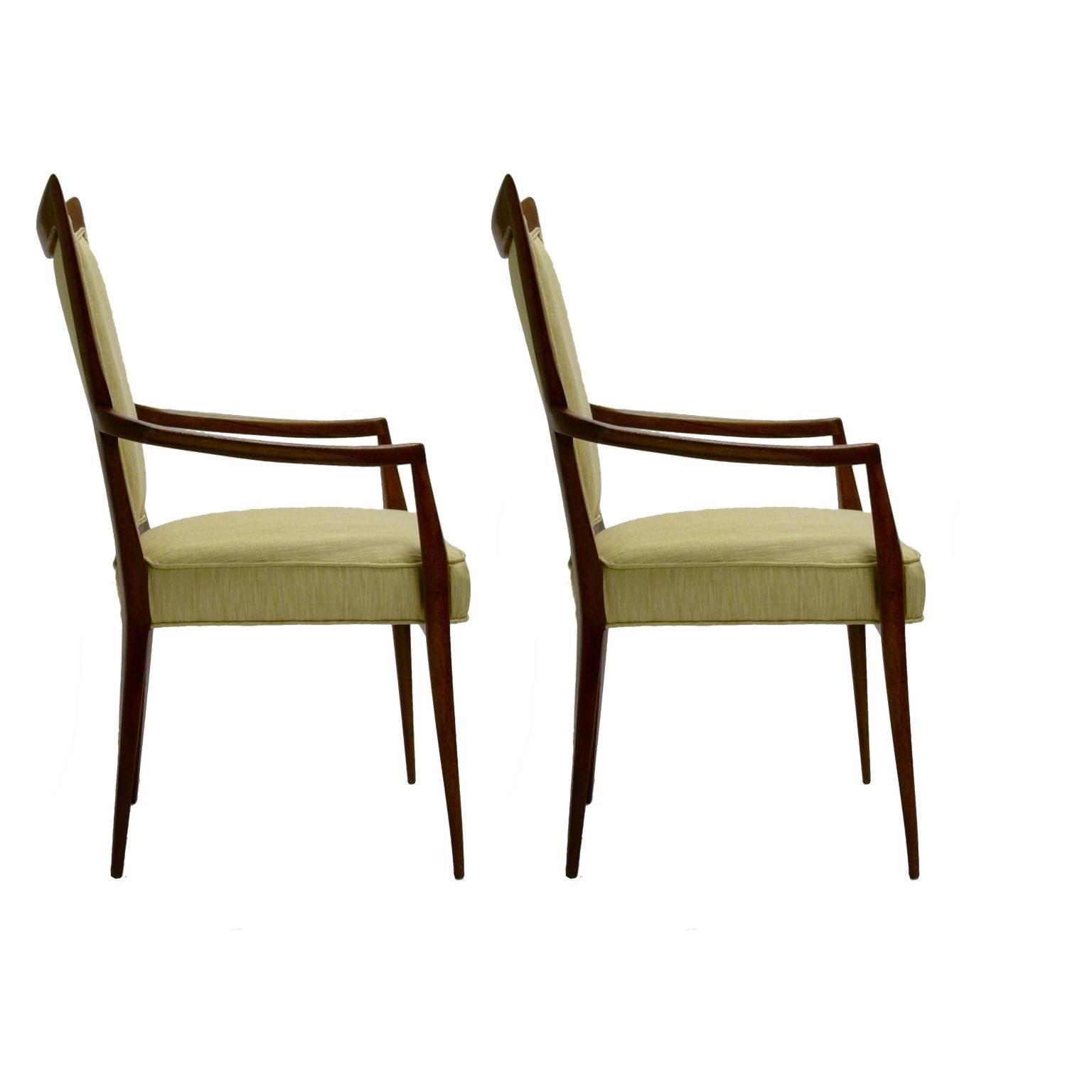 Stunning Pair of Sculptural Mahogany and Silk Chairs by Melchiorre Bega 1