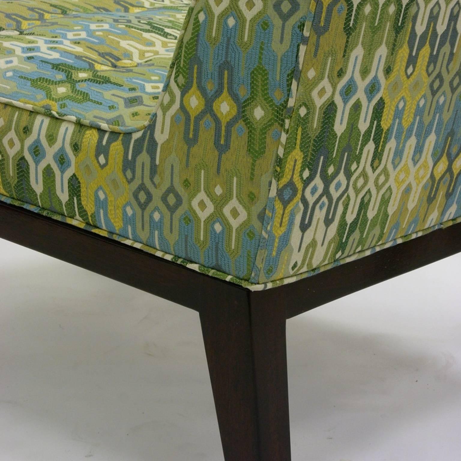American Pair of Newly Upholstered Slipper Chairs by Edward Wormley for Dunbar Geometric 