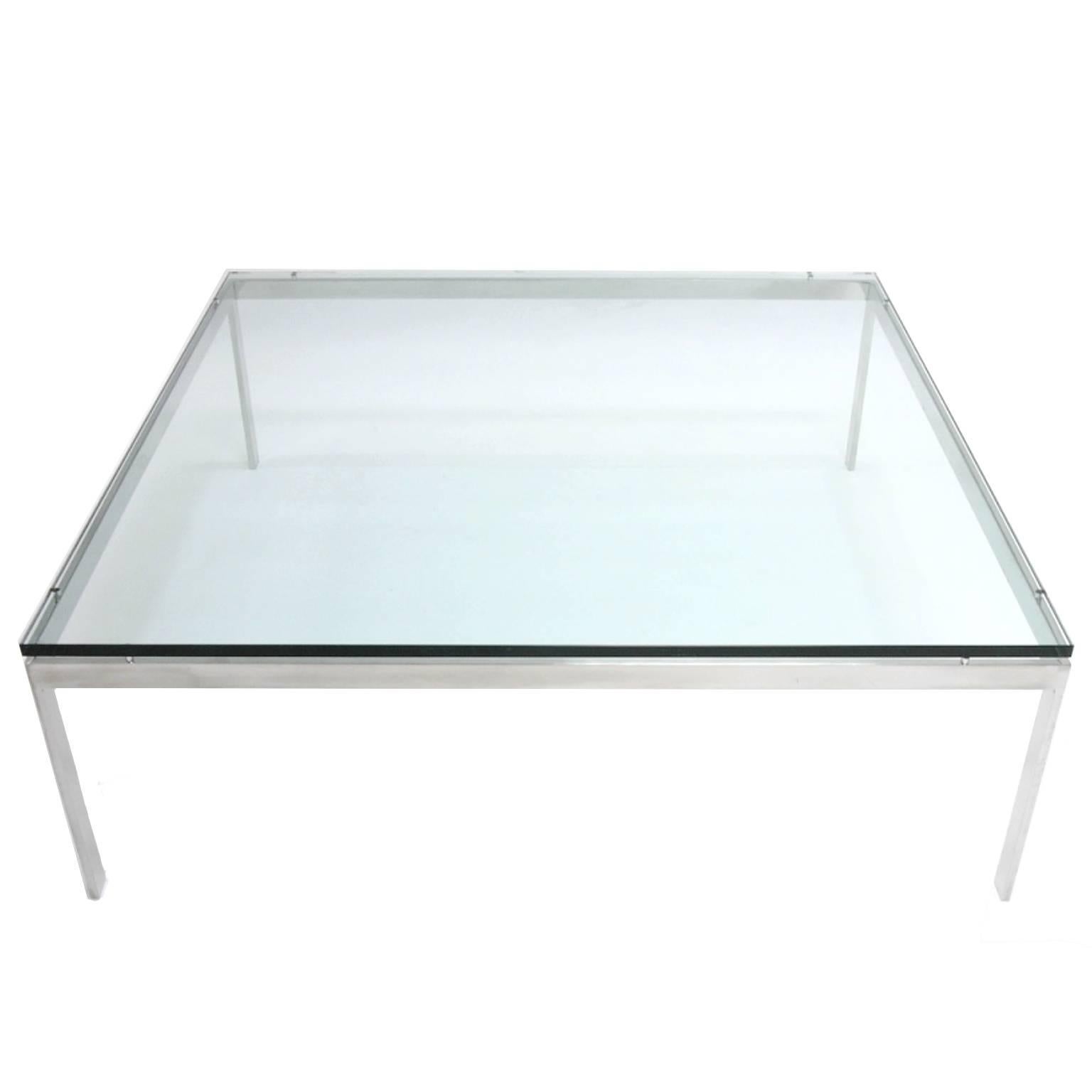 Monumental Steel & Glass Coffee Table by Jacob Epstein for Cumberland Furniture In Excellent Condition In Hudson, NY