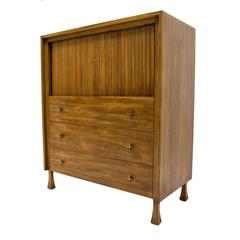 Tall Mahogany John Widdicomb Gentleman's Chest with Tambour Doors
