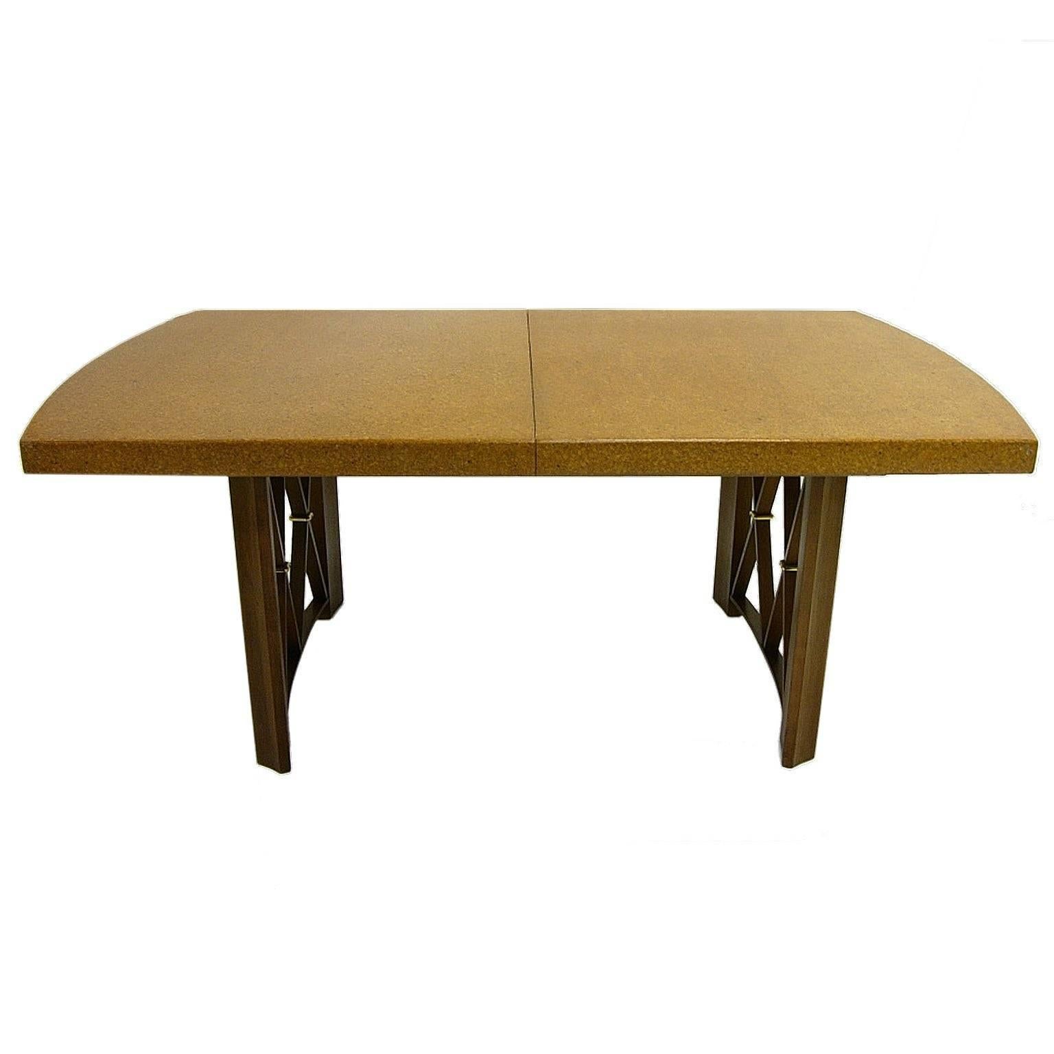 Mahogany Stunning Paul Frankl Cork Top Dining Table by Johnson Furniture Company