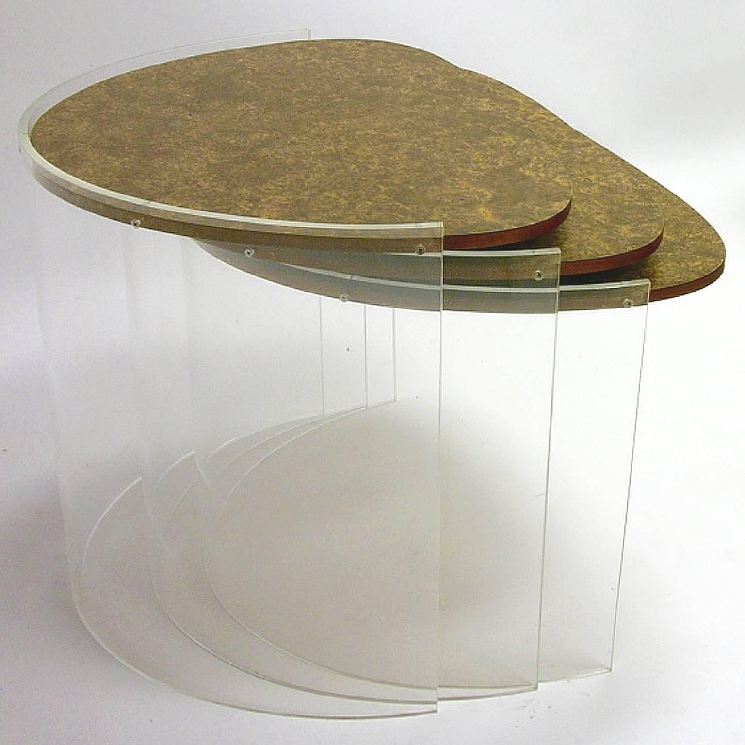 Late 20th Century Vladimir Kagan Lucite and Burled Design Nesting Tables