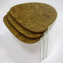 Vladimir Kagan Lucite and Burled Design Nesting Tables