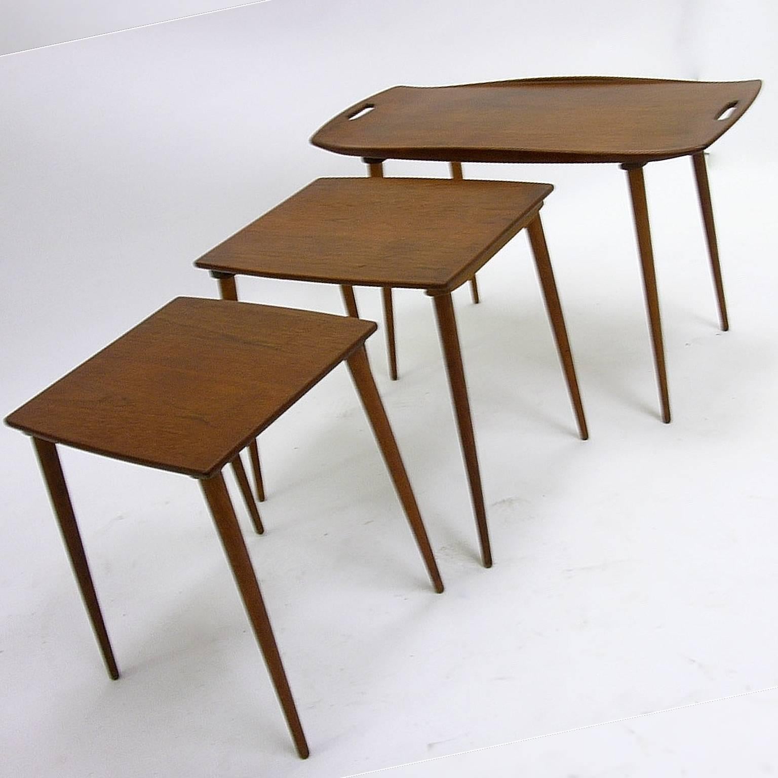 Scandinavian Modern Set of Three Jens Quistgaard Danish Teak Nesting Tables or Stands