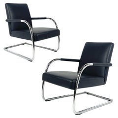 ANTONIO CITTERIO for VITRA Cantilevered Chrome & Leather Lounge Chair - 2 Avail