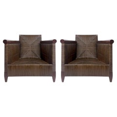 Paire de fauteuils de salon en rotin tressé « Merbau » signés JOHN HUTTON pour DONGHIA