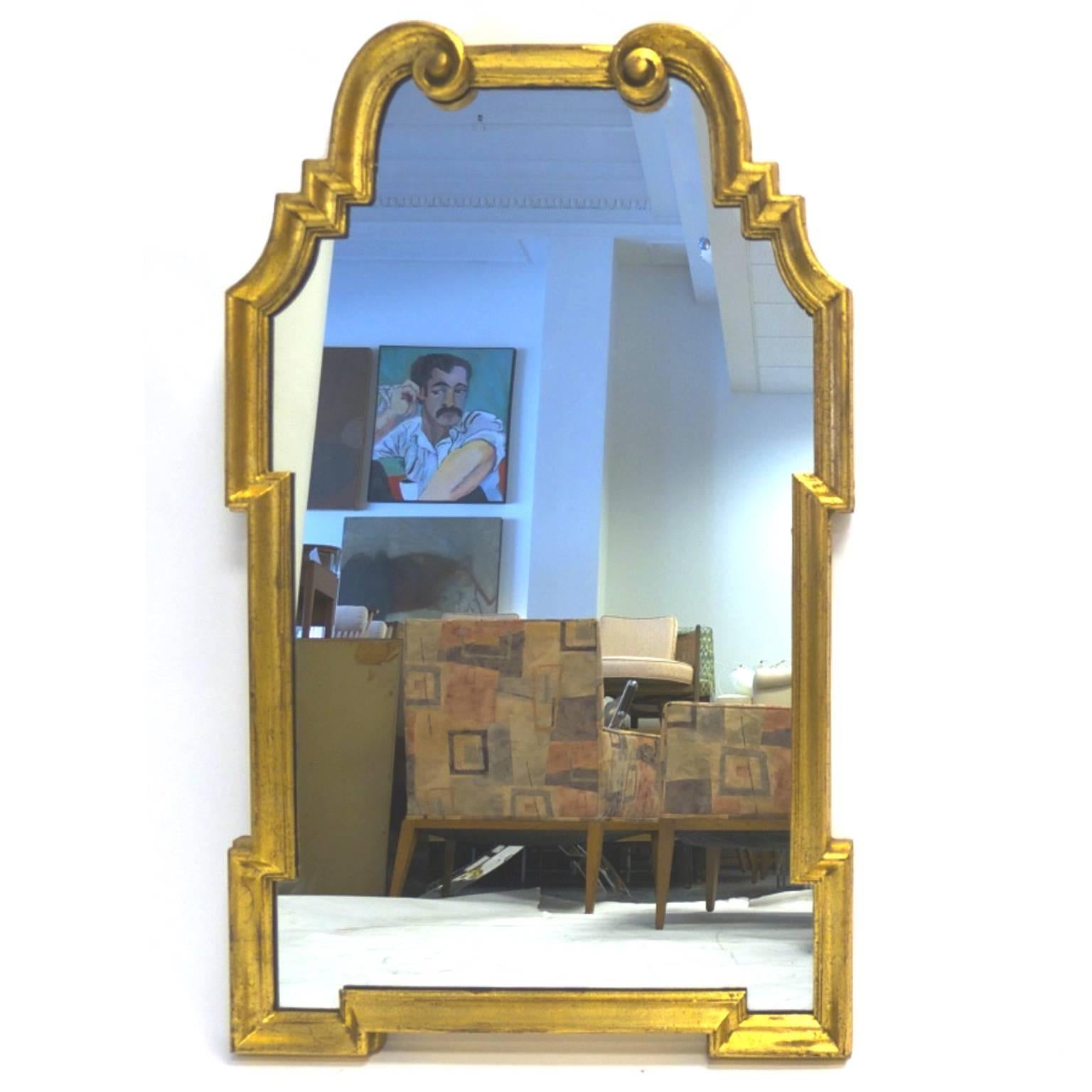 Gilt Stunning Pair of Italian La Barge Hollywood Regency Gold Leaf Wood Frame Mirrors
