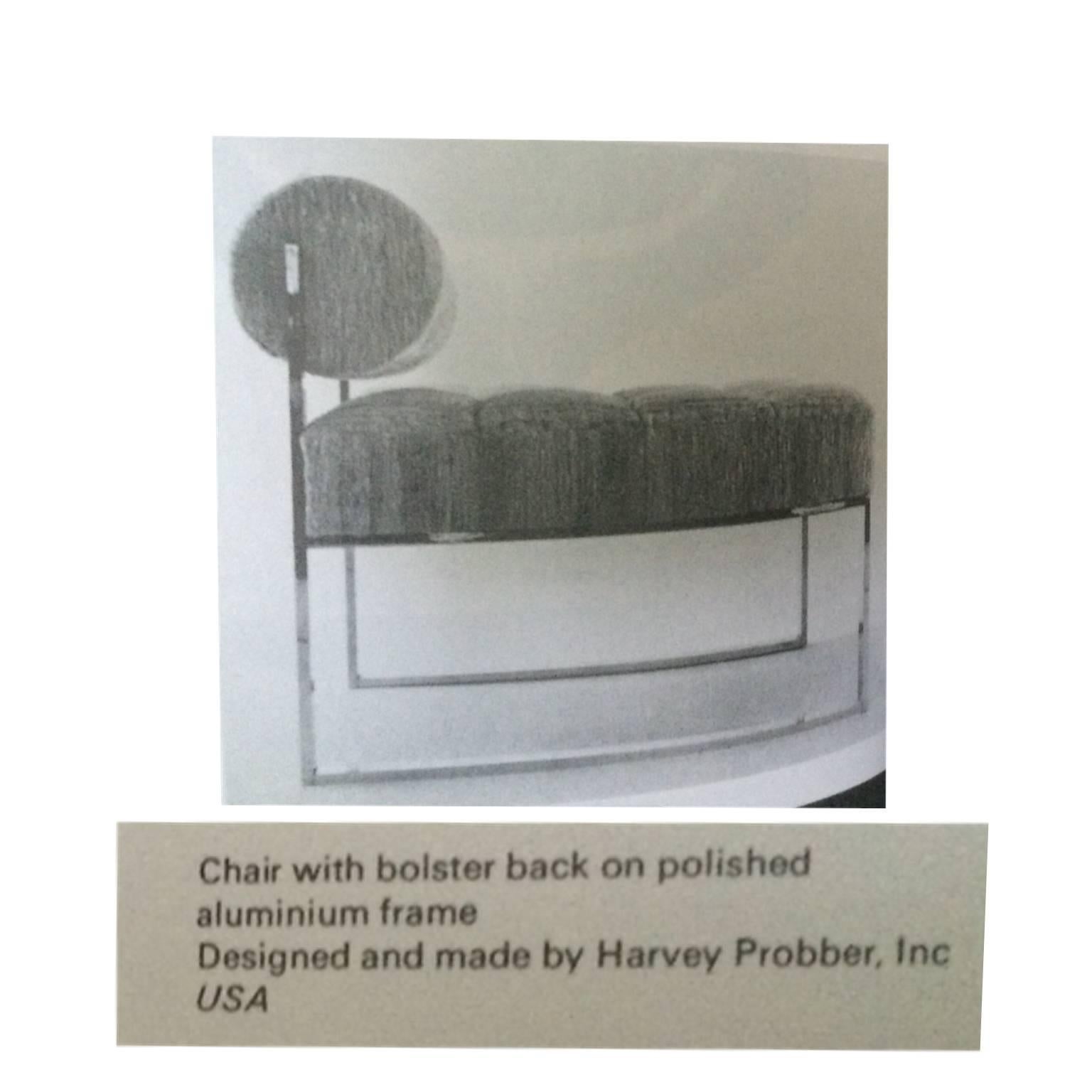 Aluminum Rare Pair of Harvey Probber Bolster Back Slipper Lounge Chairs