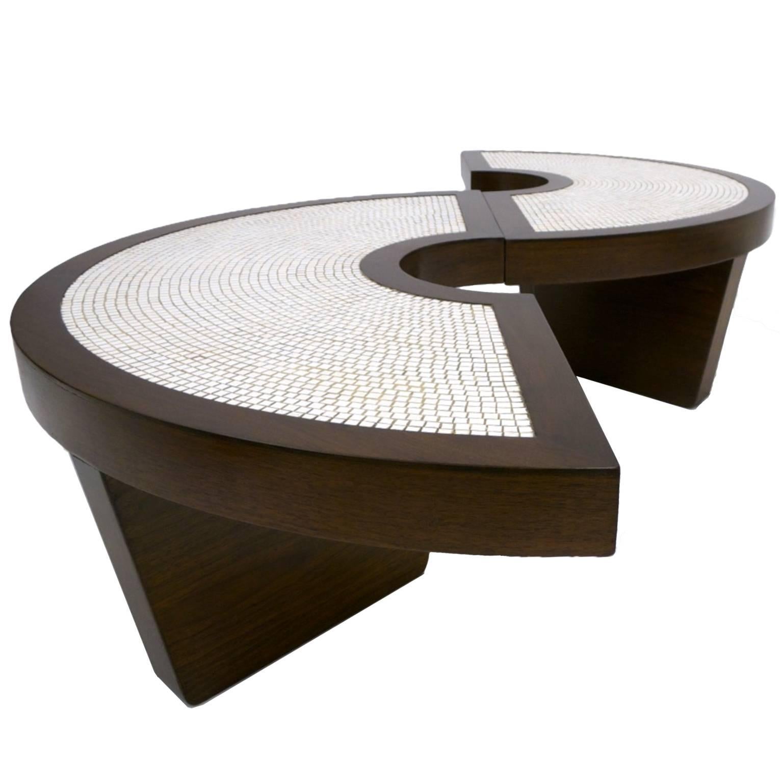 Mid-20th Century Rare Mosaic S-Top or Round Harvey Probber Two-Piece Nucleus Cocktail Table
