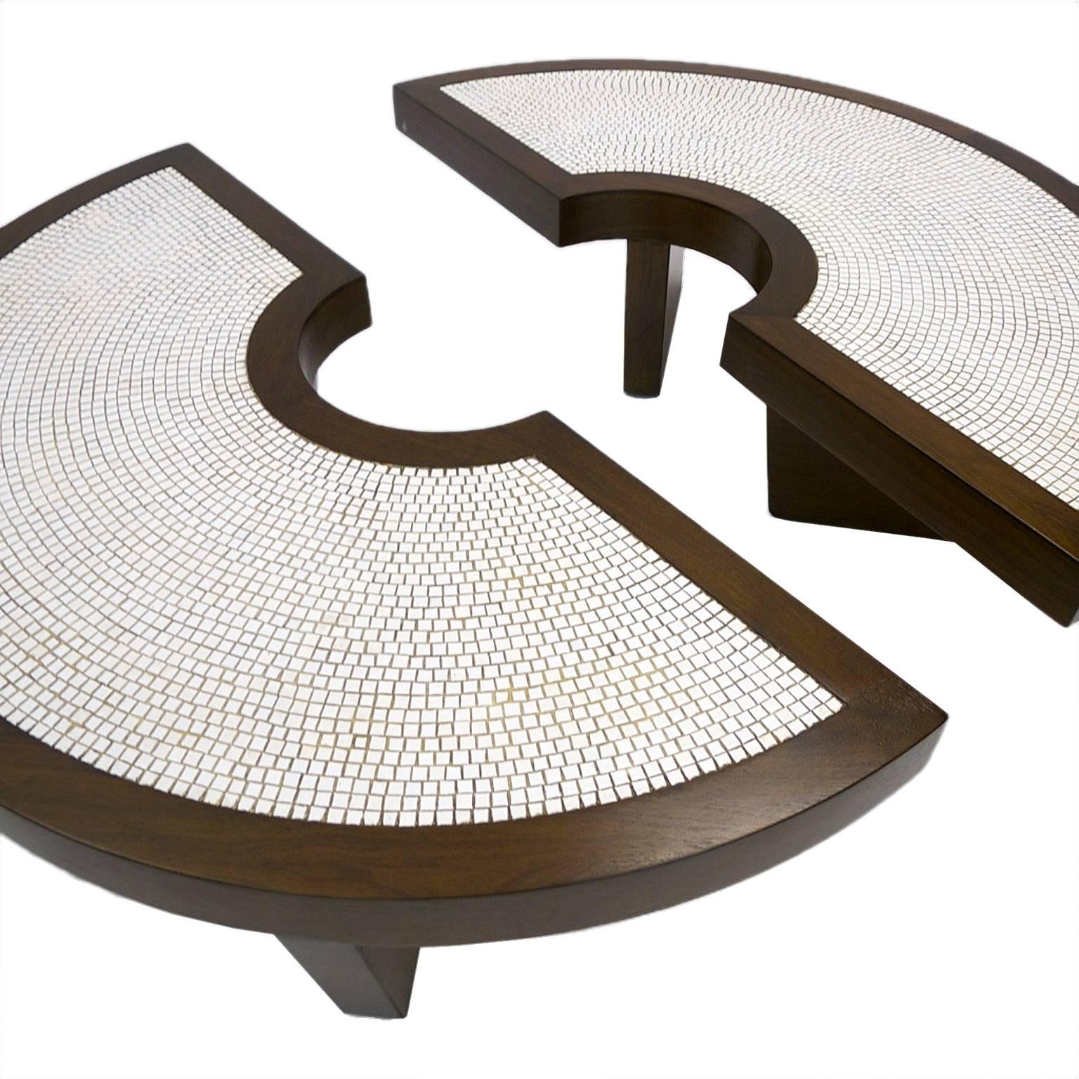 Mid-Century Modern Rare Mosaic S-Top or Round Harvey Probber Two-Piece Nucleus Cocktail Table