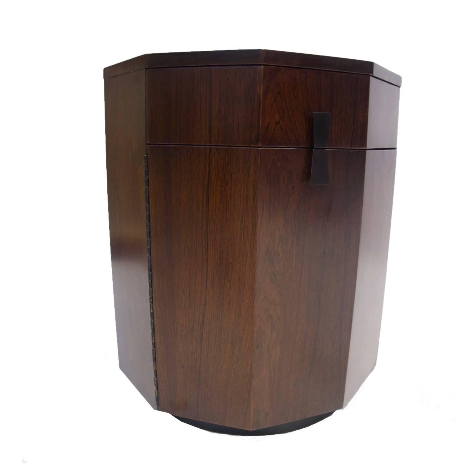 Mid-20th Century Rare Decagon Rosewood Dry Bar Storage Cabinet or Chest by Harvey Probber