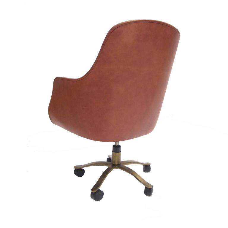 Nico Zographos Red Leather English Office Desk Chair With Brass