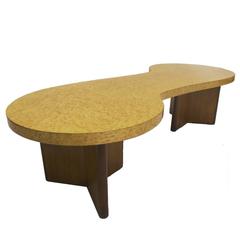 Rare Andrew Szoeke Associates Biomorphic Coffee Table in Bird's-Eye Maple