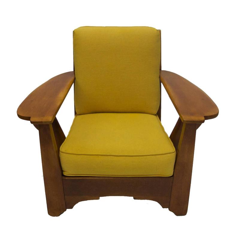 Cushman Wide Paddle Arm Lounge Chair in Rock Maple by Herman De Vries