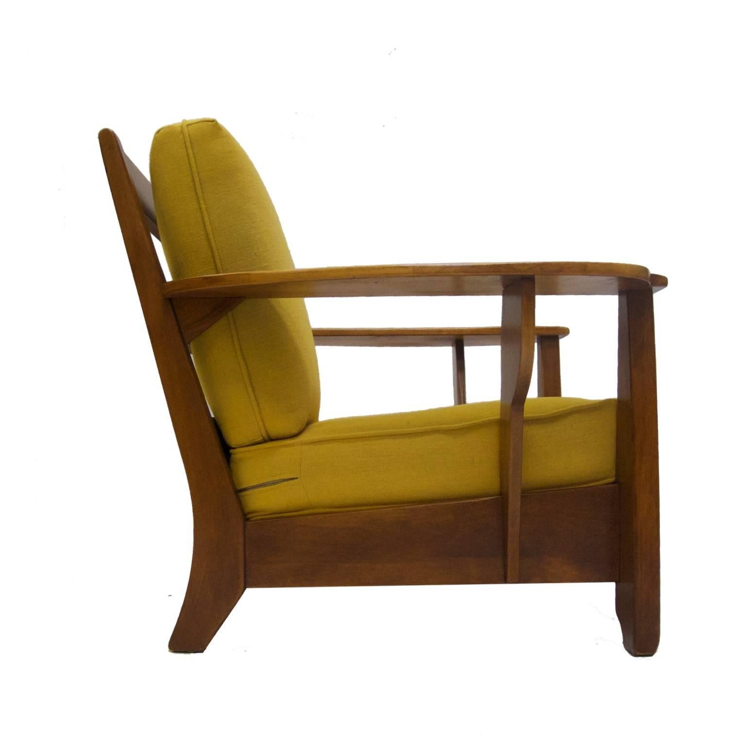 Adirondack Cushman Wide Paddle Arm Lounge Chair in Rock Maple by Herman De Vries