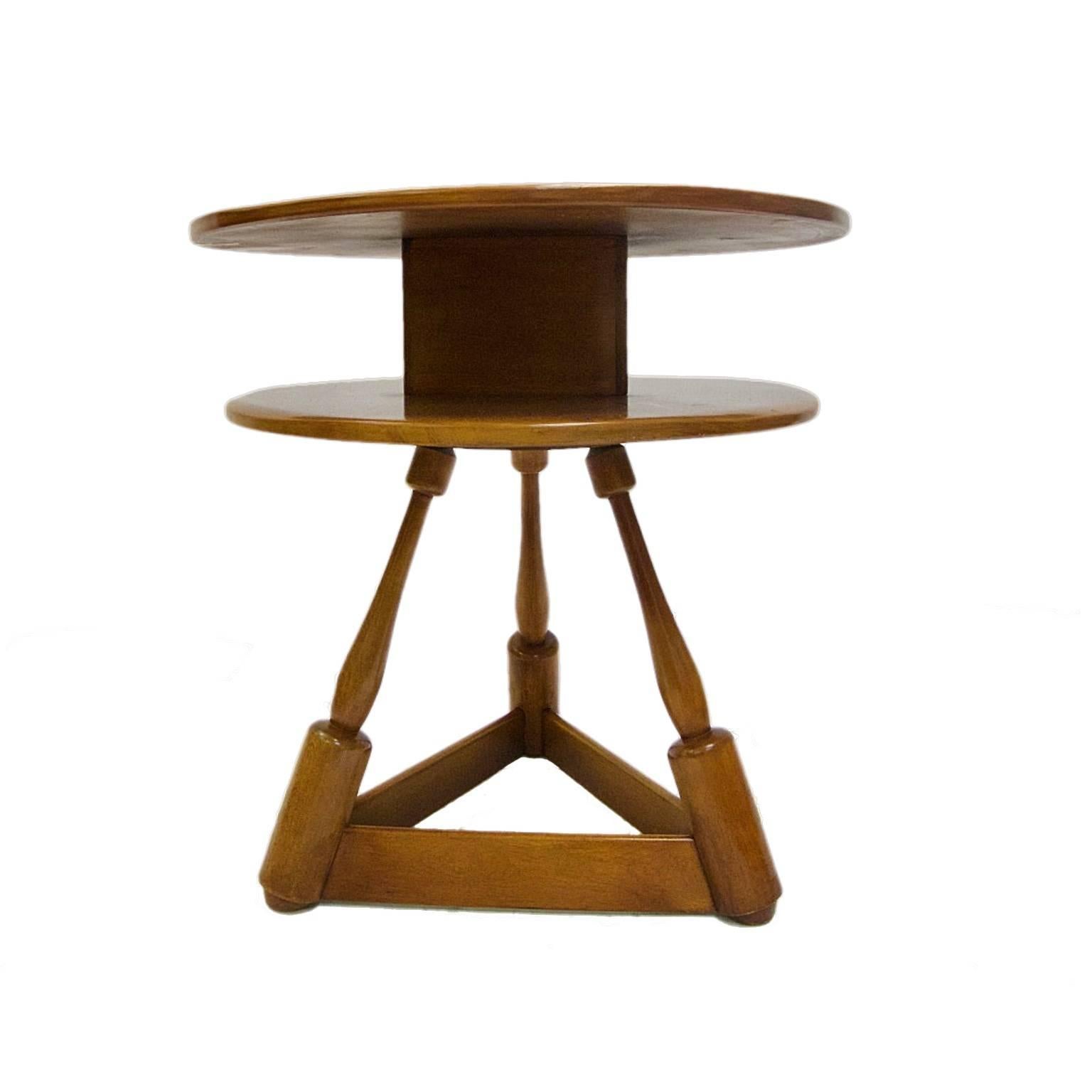 American Hard Rock Maple Lamp / Side Table by Herman De Vries for Cushman Furniture