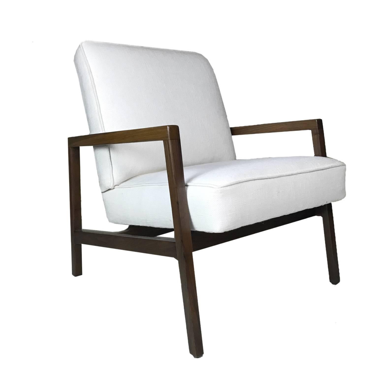 Mid-Century Modern Lewis Butler for Knoll Freshly Restored Framed Lounge Chair w White Upholstery