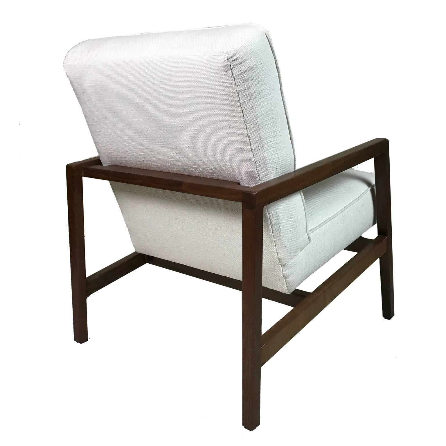 American Lewis Butler for Knoll Freshly Restored Framed Lounge Chair w White Upholstery