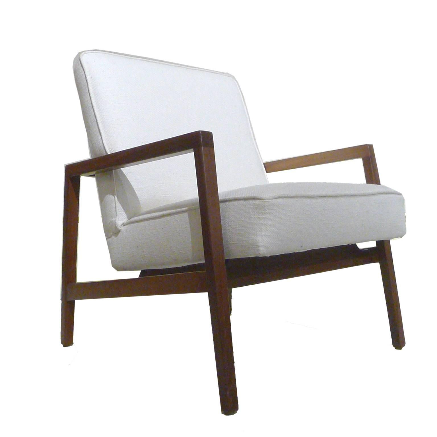 Fabric Lewis Butler for Knoll Freshly Restored Framed Lounge Chair w White Upholstery