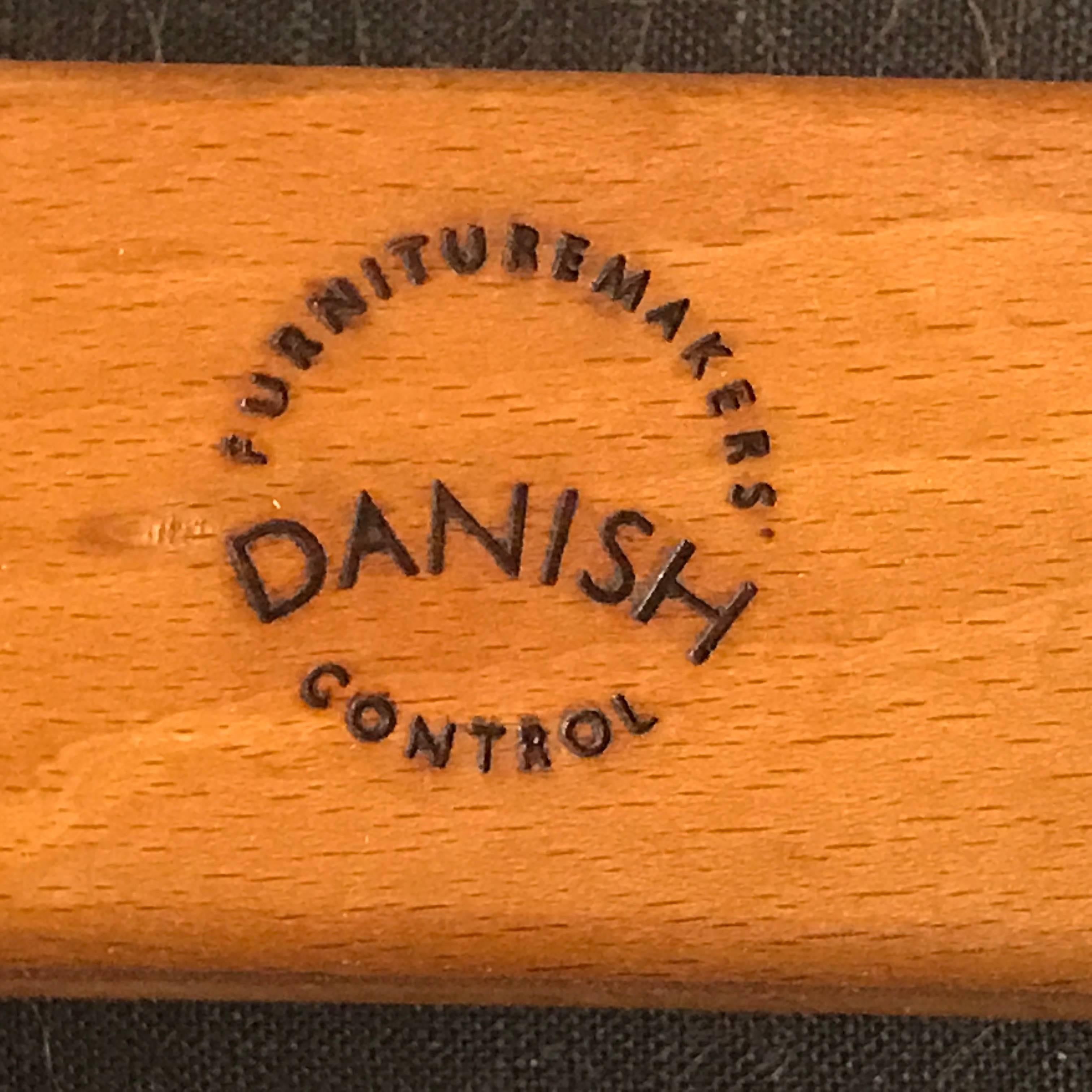 Naugahyde Pair of Teak Danish Modern Armchairs Attributed to Arne Vodder for George Tanier