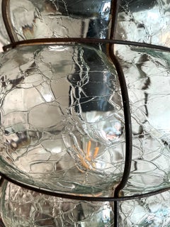 Large Vintage Crackle Glass Pendant Light, Swedish 20th century