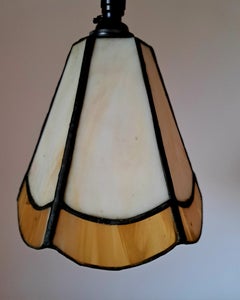 Art Deco Pendant lights in a Brown & cream opaline, original 1940s
