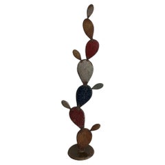 Vintage Sculptural Metal Cactuses Handcrafted From Reclaimed Tin. 1970s/80s