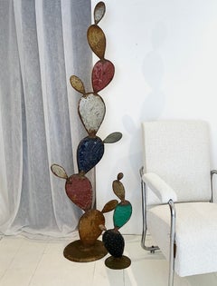 Vintage Sculptural Metal Cactuses Handcrafted From Reclaimed Tin. 1970s/80s