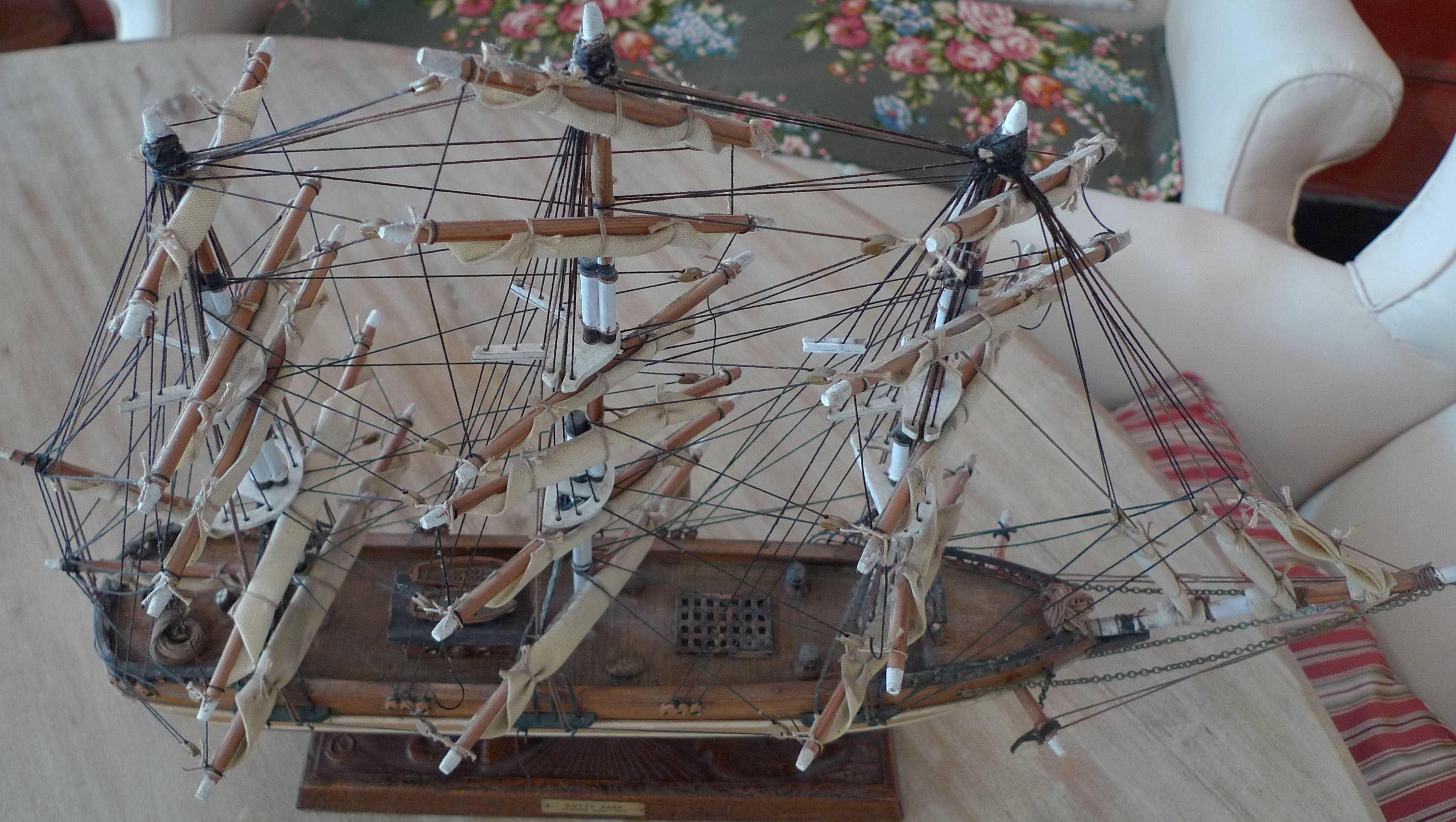 Hand-Carved English 19th Century Complete Replica of the Clipper Ship Cutty Sark, 1869