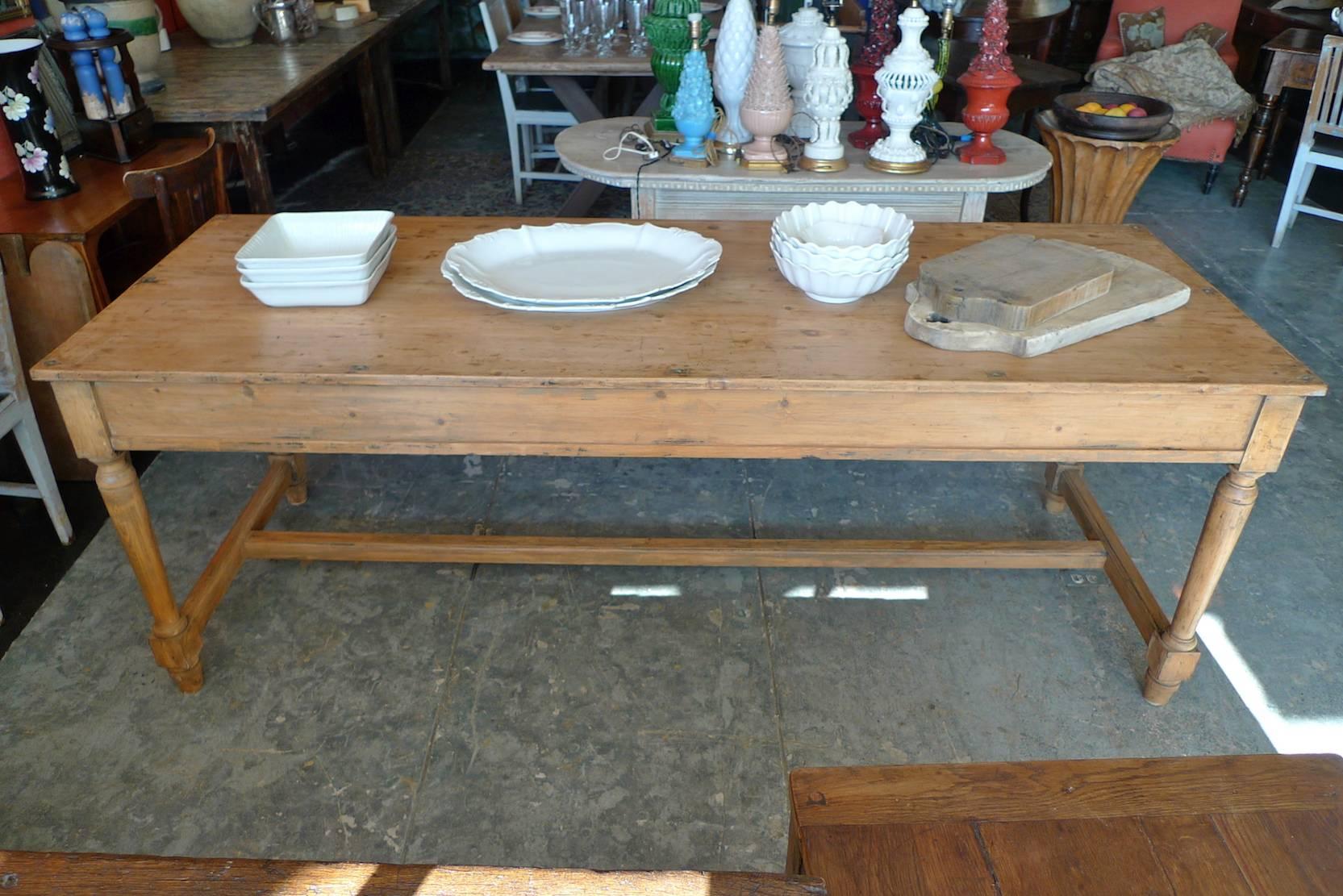 French 19th century pine farm table.