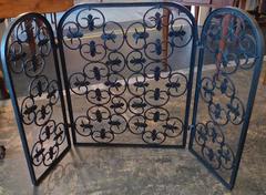 French 19th Century Painted Wrought Iron Fire Screen